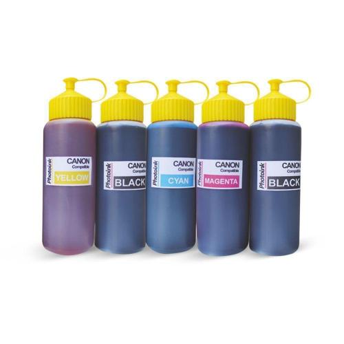 5 Kartuşlu Canon Yazıcılar için uyumlu 500 ml 5 Renk Mürekkep Seti (PHOTO INK Akıllı Mürekkep)