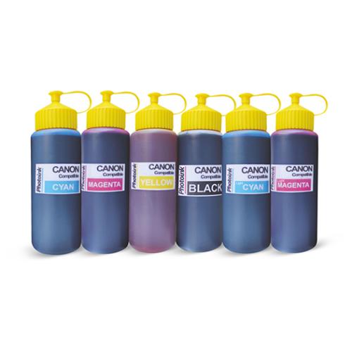 6 Kartuşlu Canon Yazıcılar için uyumlu 500 ml 6 Renk Mürekkep Seti (PHOTO INK Akıllı Mürekkep)