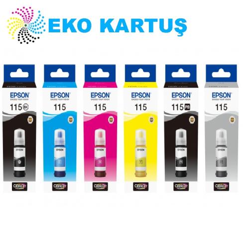 Epson EcoTank L8180 6'lı  115 ORİJİNAL Mürekkep Seti 